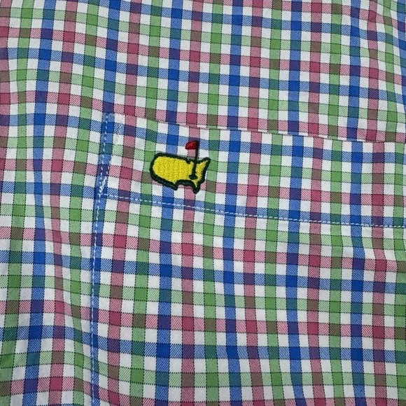 Masters Peter Millar Shirt Men L Long Sleeve Button Up Performance Stretch Nylon